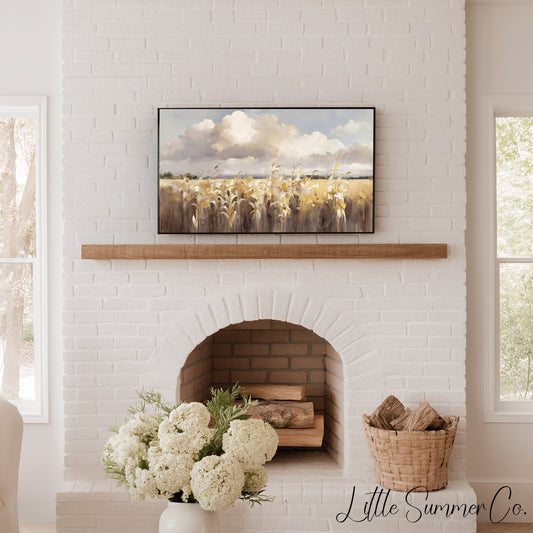 Golden Wheat Field Frame TV Art displayed on a TV