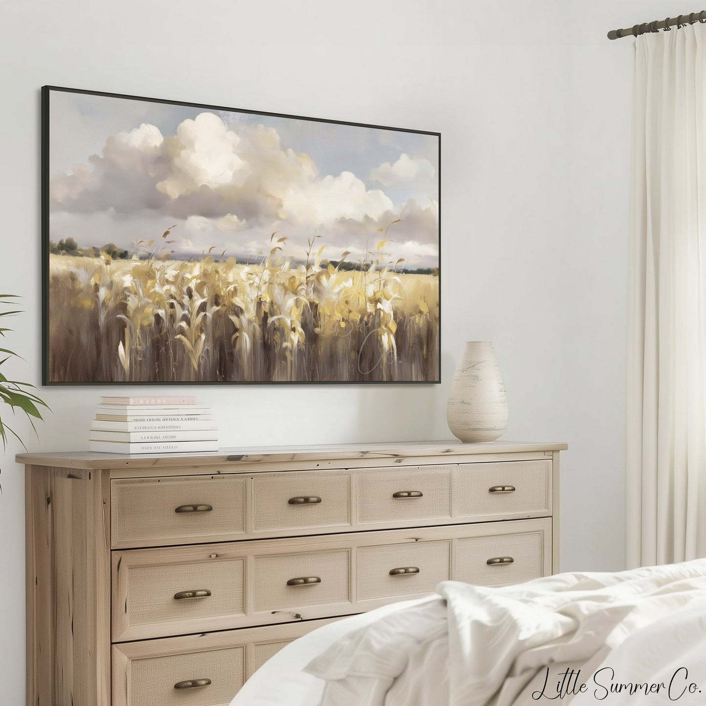 Golden Wheat Field Frame TV Art displayed on a TV