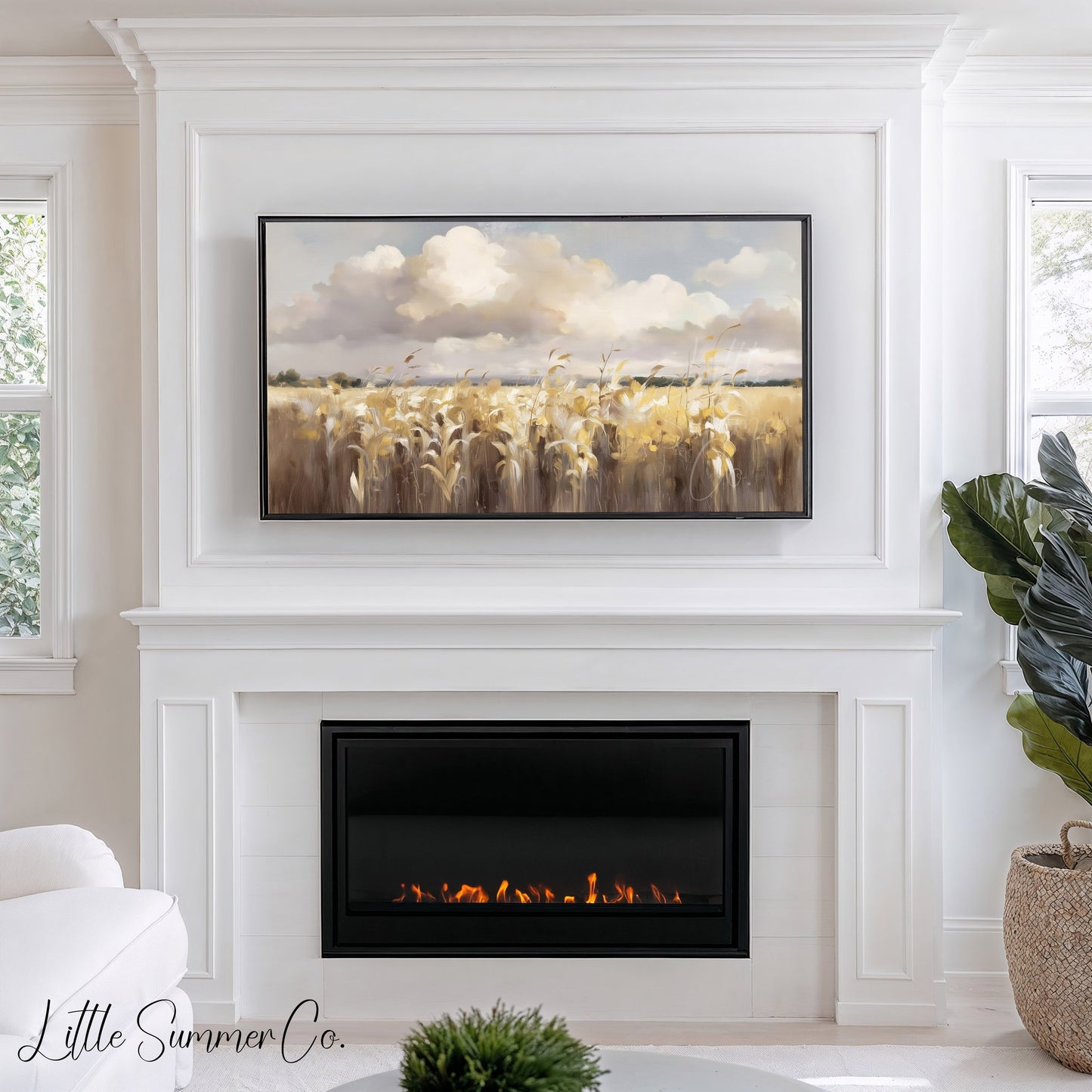Golden Wheat Field Frame TV Art displayed on a TV