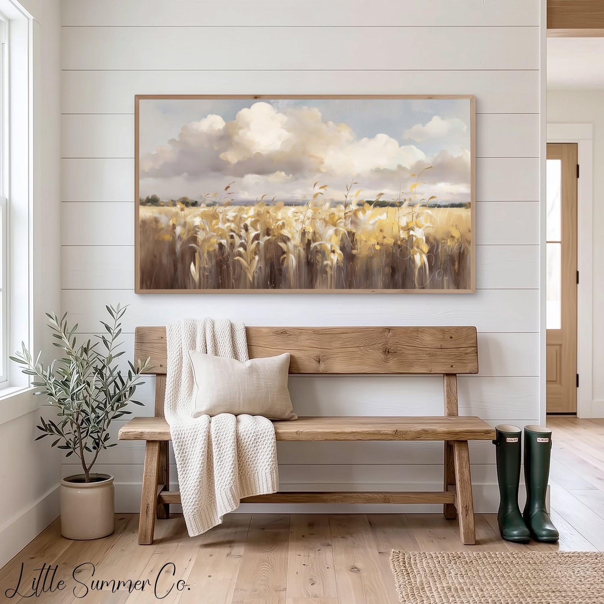 Golden Wheat Field Frame TV Art displayed on a TV