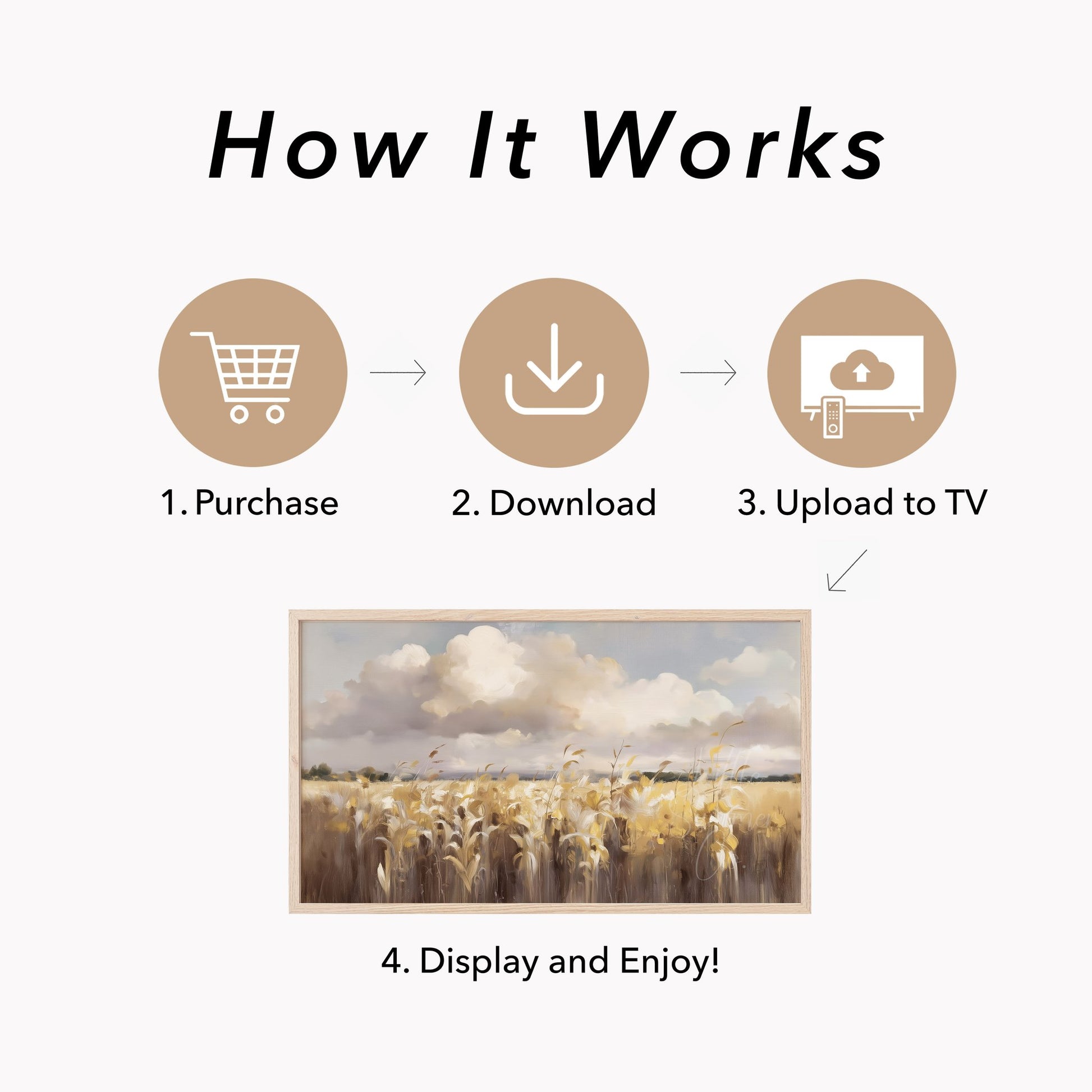 Golden Wheat Field Frame TV Art displayed on a TV