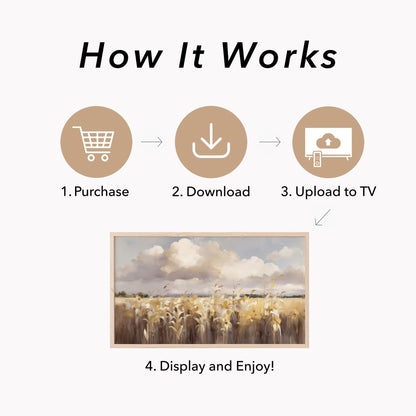 Golden Wheat Field Frame TV Art displayed on a TV
