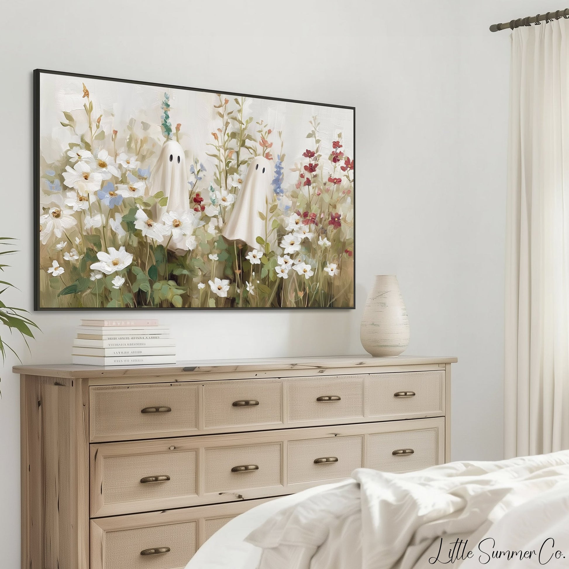 Ghost Flower Garden Frame TV Art displayed on a TV