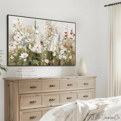 Ghost Flower Garden Frame TV Art displayed on a TV