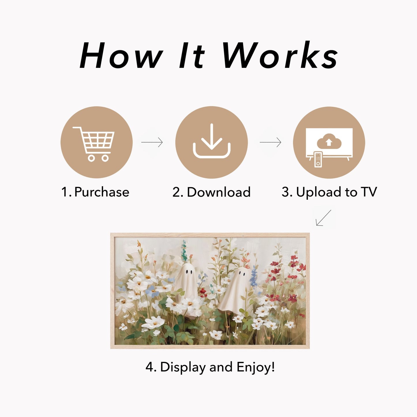 Ghost Flower Garden Frame TV Art displayed on a TV