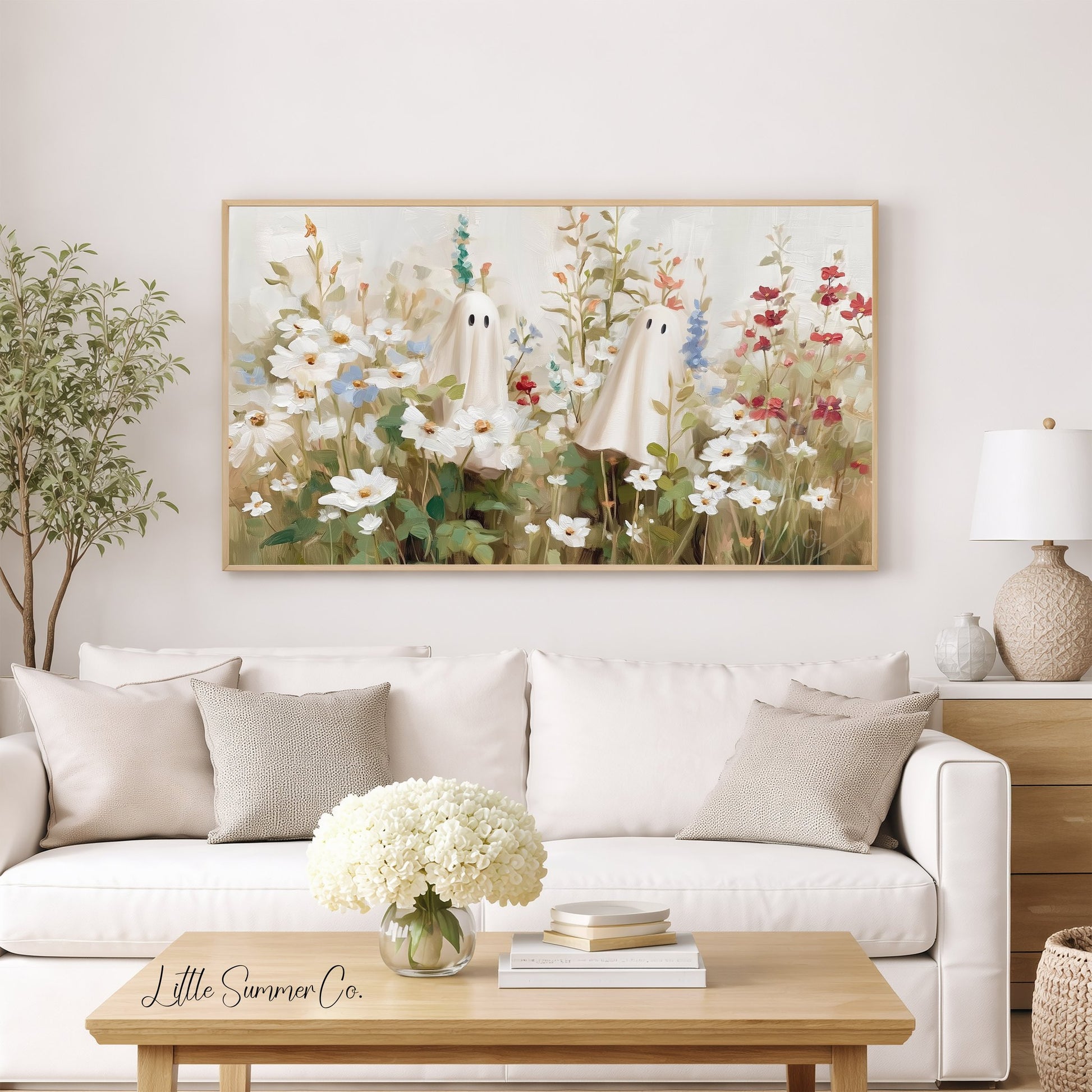 Ghost Flower Garden Frame TV Art displayed on a TV
