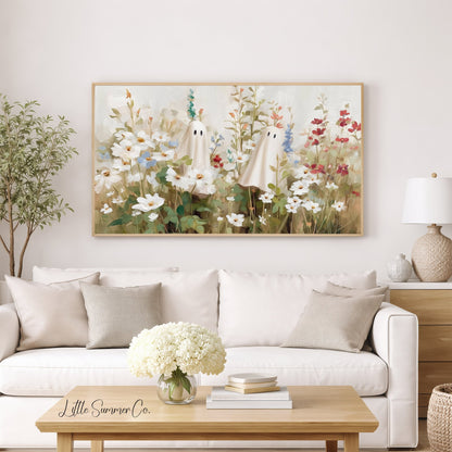Ghost Flower Garden Frame TV Art displayed on a TV