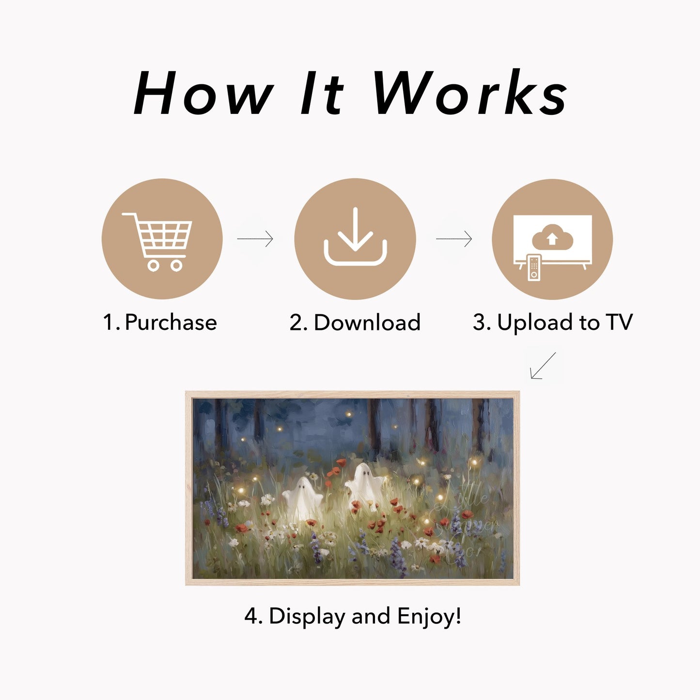 Ghosts Flower Field Frame TV Art displayed on a TV