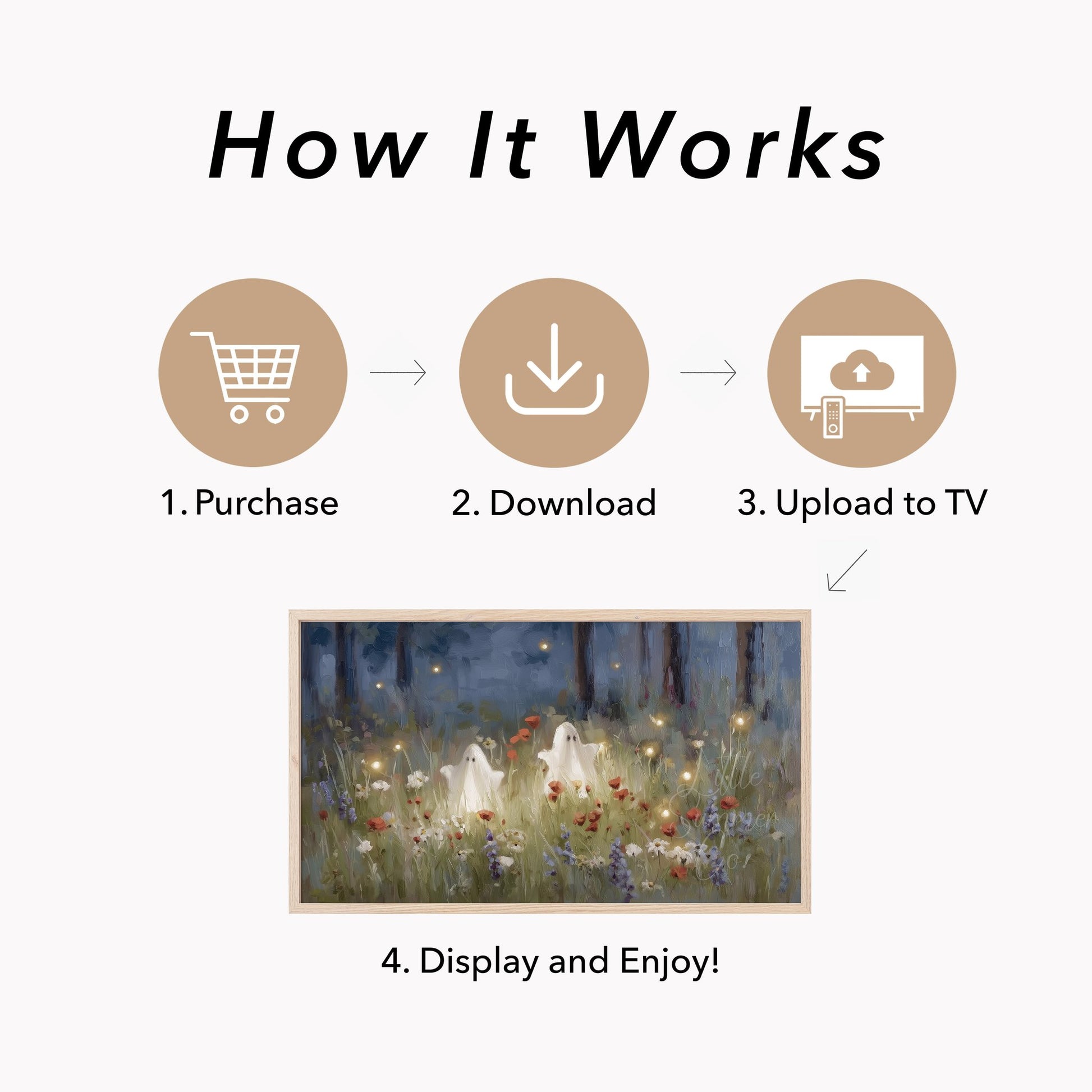 Ghosts Flower Field Frame TV Art displayed on a TV