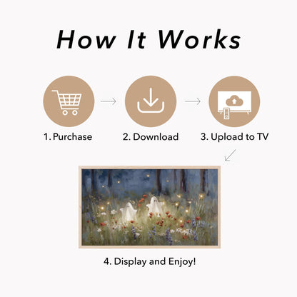 Ghosts Flower Field Frame TV Art displayed on a TV