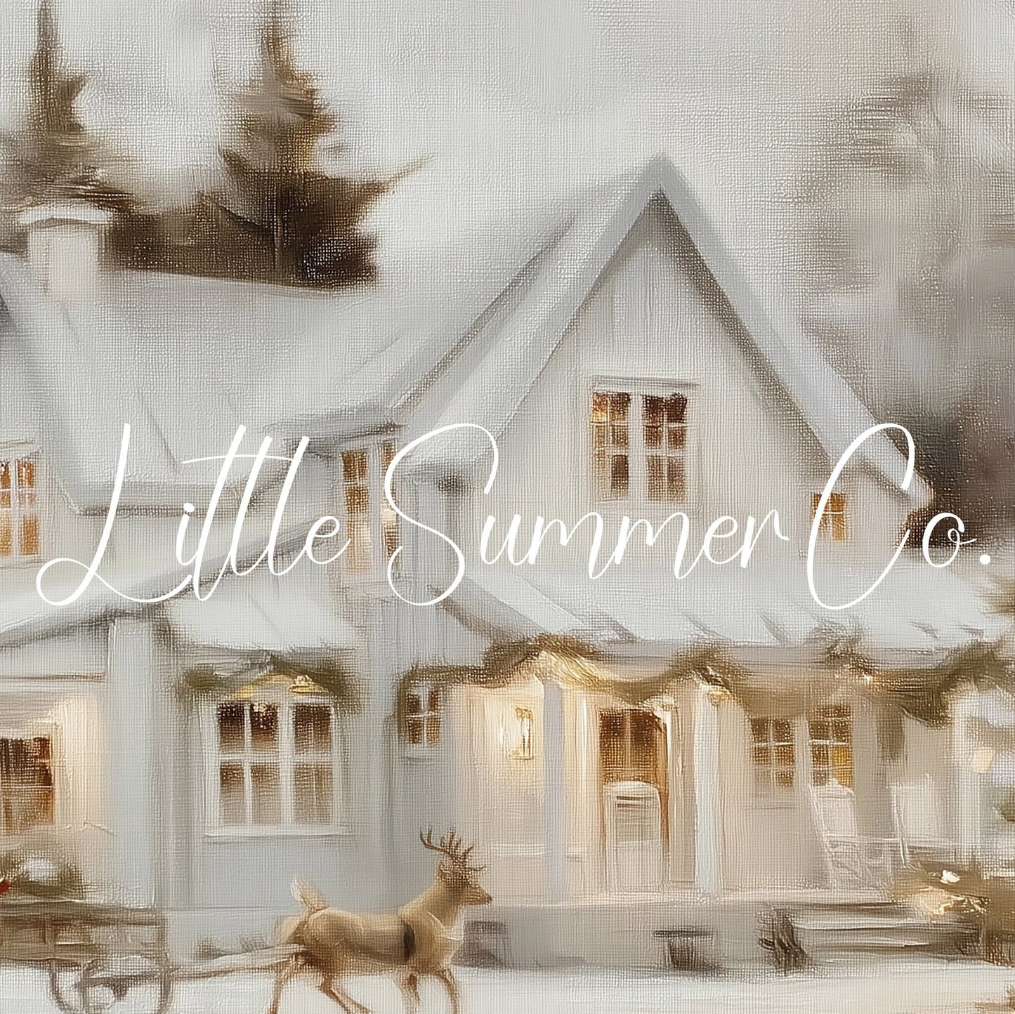 Snowy Cottage Christmas Tree Frame TV Art displayed on a TV