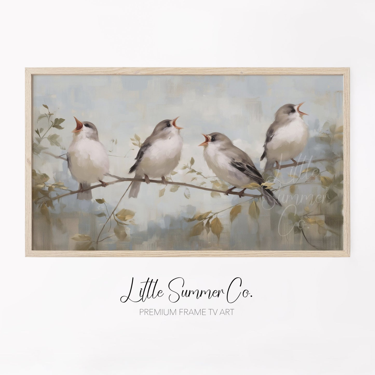 Four Calling Birds Frame TV Art displayed on a TV