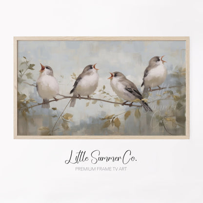 Four Calling Birds Frame TV Art displayed on a TV