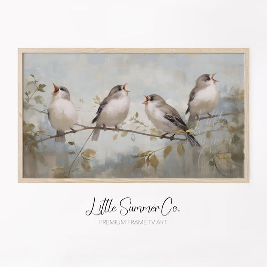Four Calling Birds Frame TV Art displayed on a TV