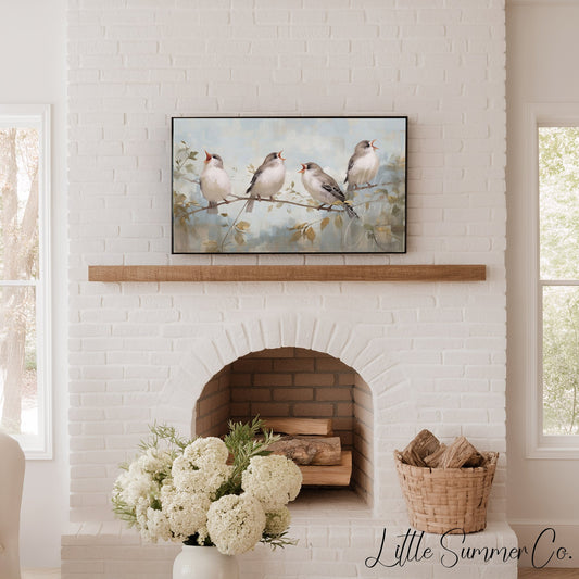 Four Calling Birds Frame TV Art displayed on a TV