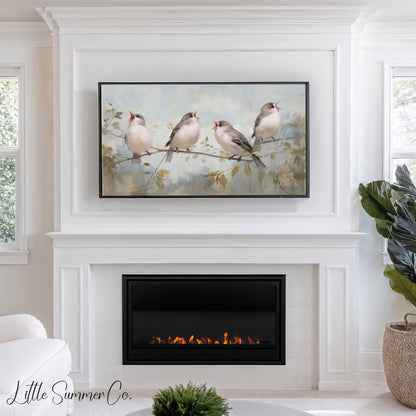 Four Calling Birds Frame TV Art displayed on a TV