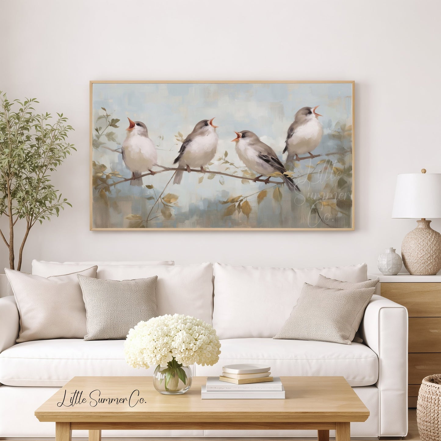 Four Calling Birds Frame TV Art displayed on a TV
