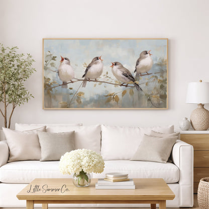 Four Calling Birds Frame TV Art displayed on a TV