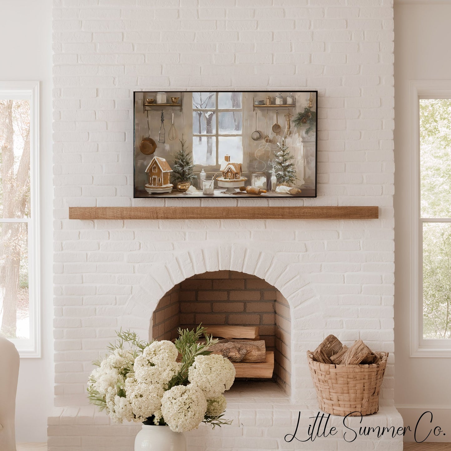 Gingerbread House Kitchen Frame TV Art displayed on a TV