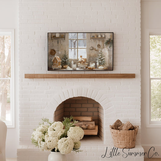 Gingerbread House Kitchen Frame TV Art displayed on a TV