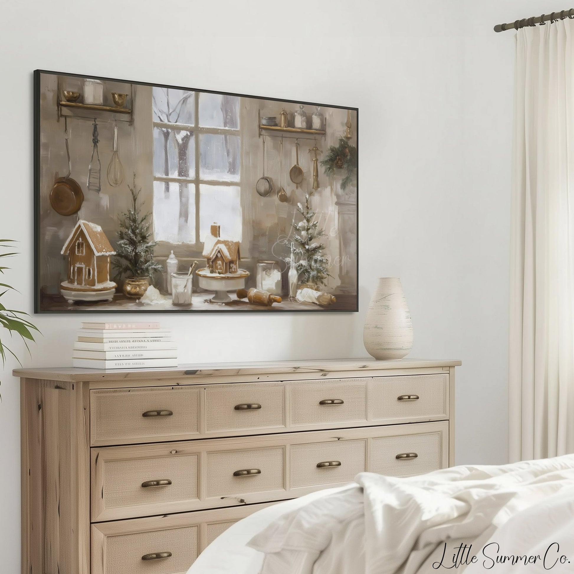 Gingerbread House Kitchen Frame TV Art displayed on a TV