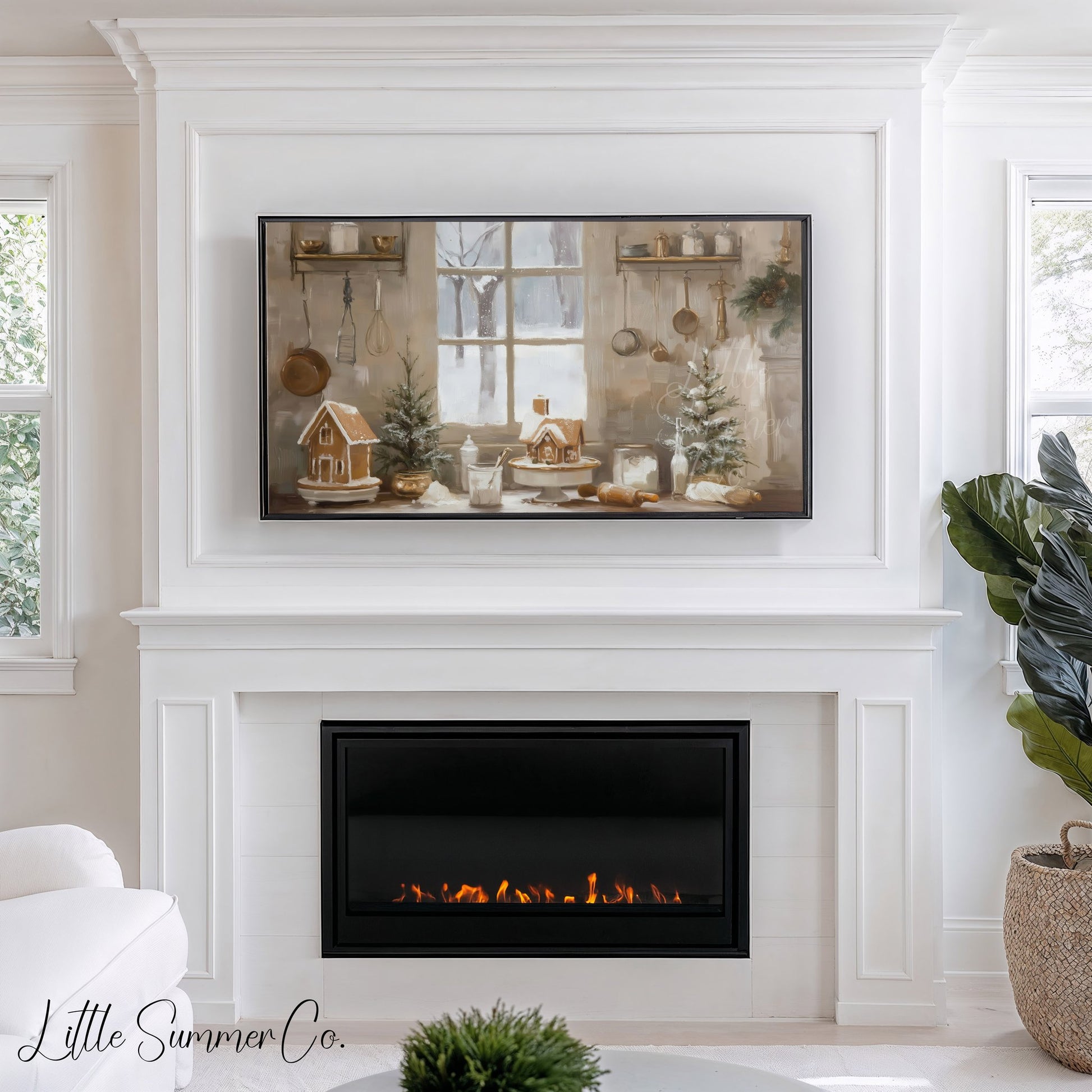 Gingerbread House Kitchen Frame TV Art displayed on a TV