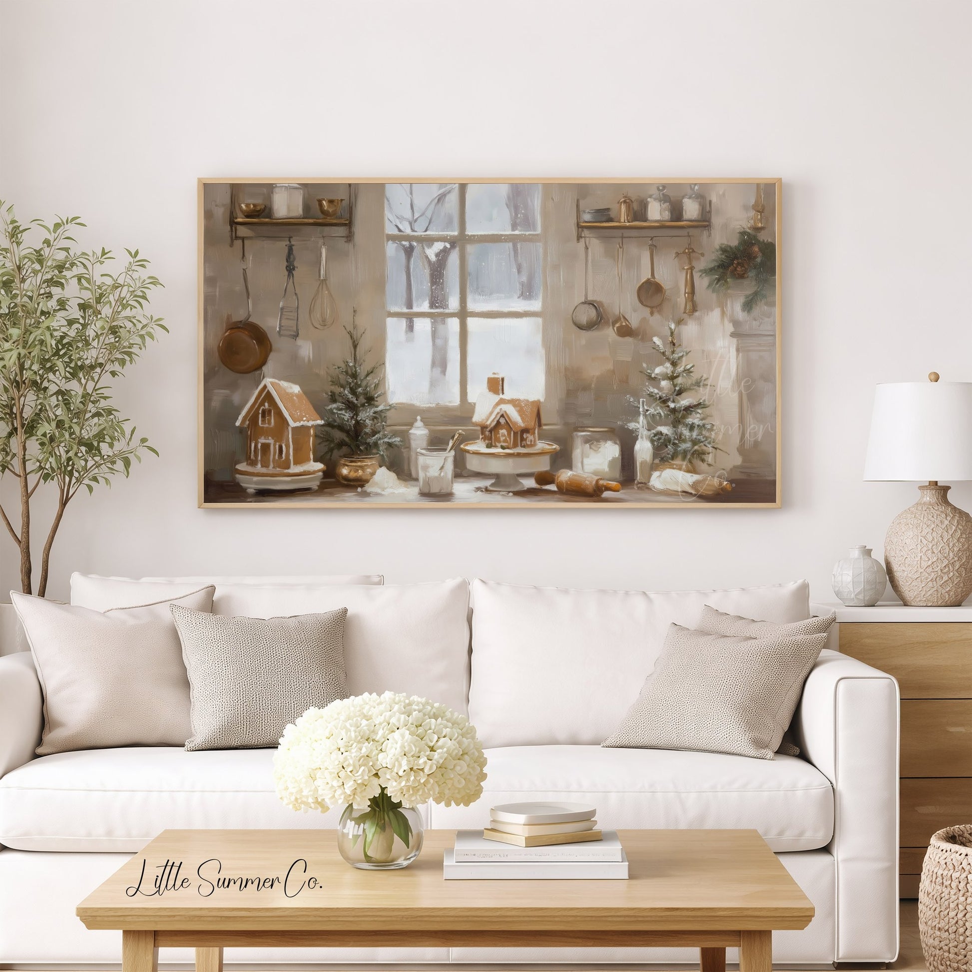 Gingerbread House Kitchen Frame TV Art displayed on a TV