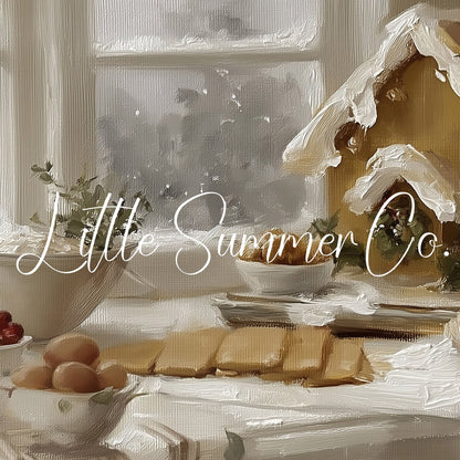 Gingerbread House Baking Frame TV Art displayed on a TV