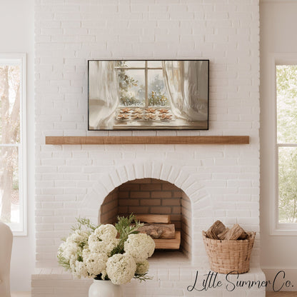 Gingerbread Cookies Window Frame TV Art displayed on a TV