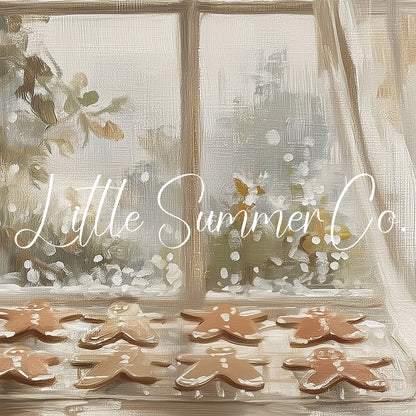 Gingerbread Cookies Window Frame TV Art displayed on a TV