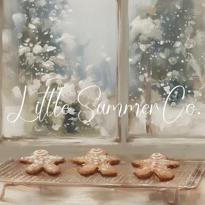 Gingerbread Cookie Window Frame TV Art displayed on a TV