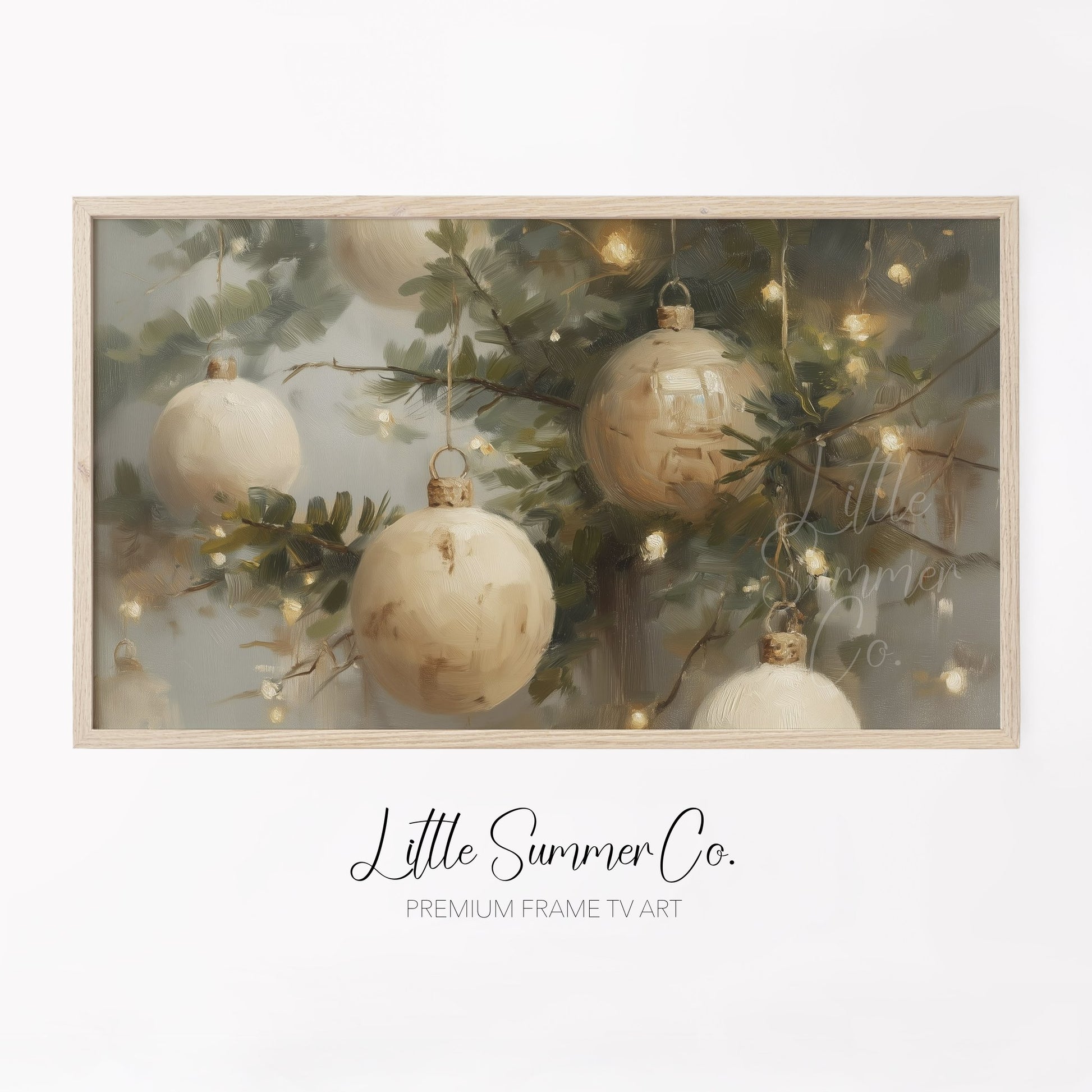 Christmas Tree Ornaments Frame TV Art displayed on a TV