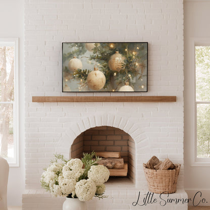 Christmas Tree Ornaments Frame TV Art displayed on a TV