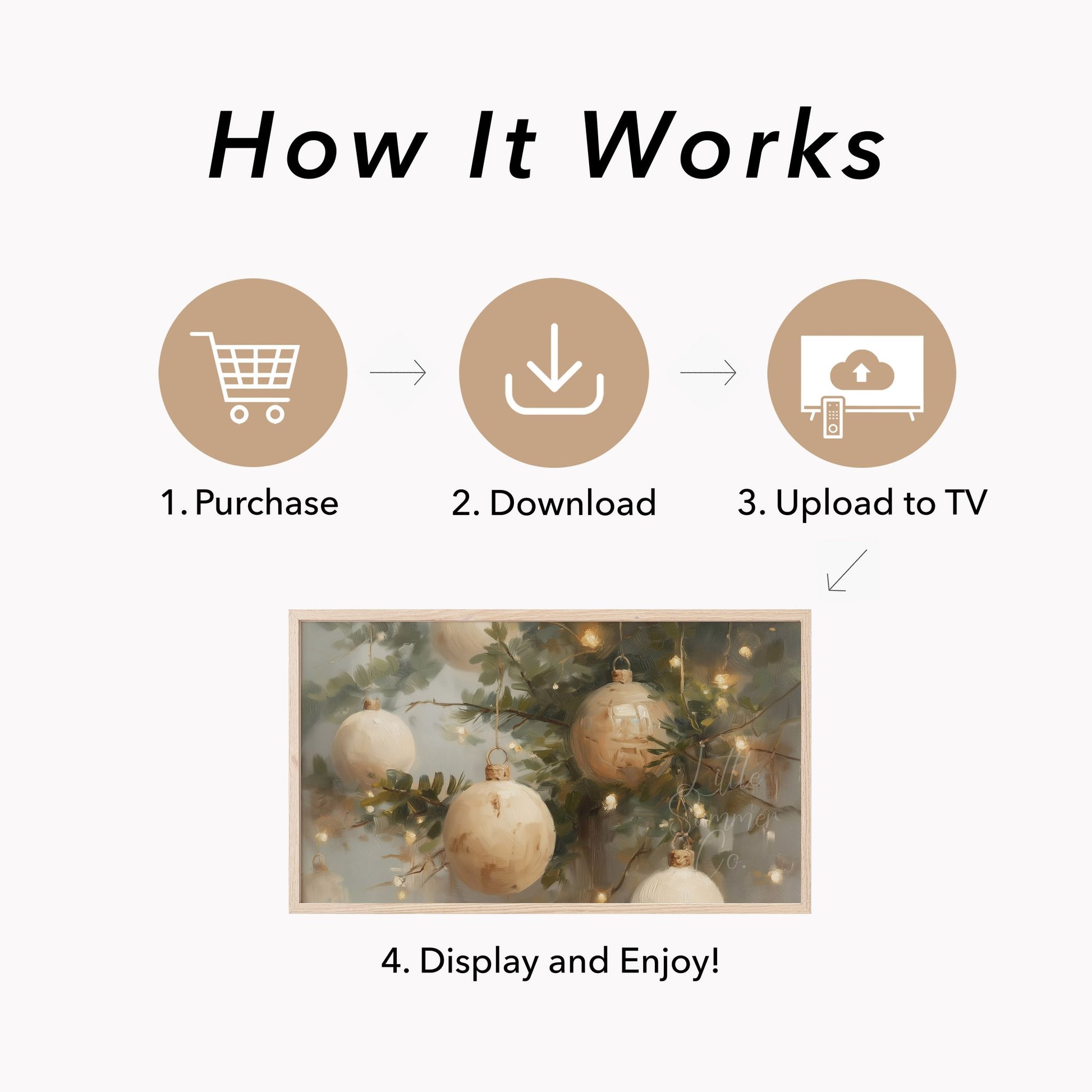 Christmas Tree Ornaments Frame TV Art displayed on a TV
