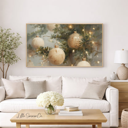 Christmas Tree Ornaments Frame TV Art displayed on a TV