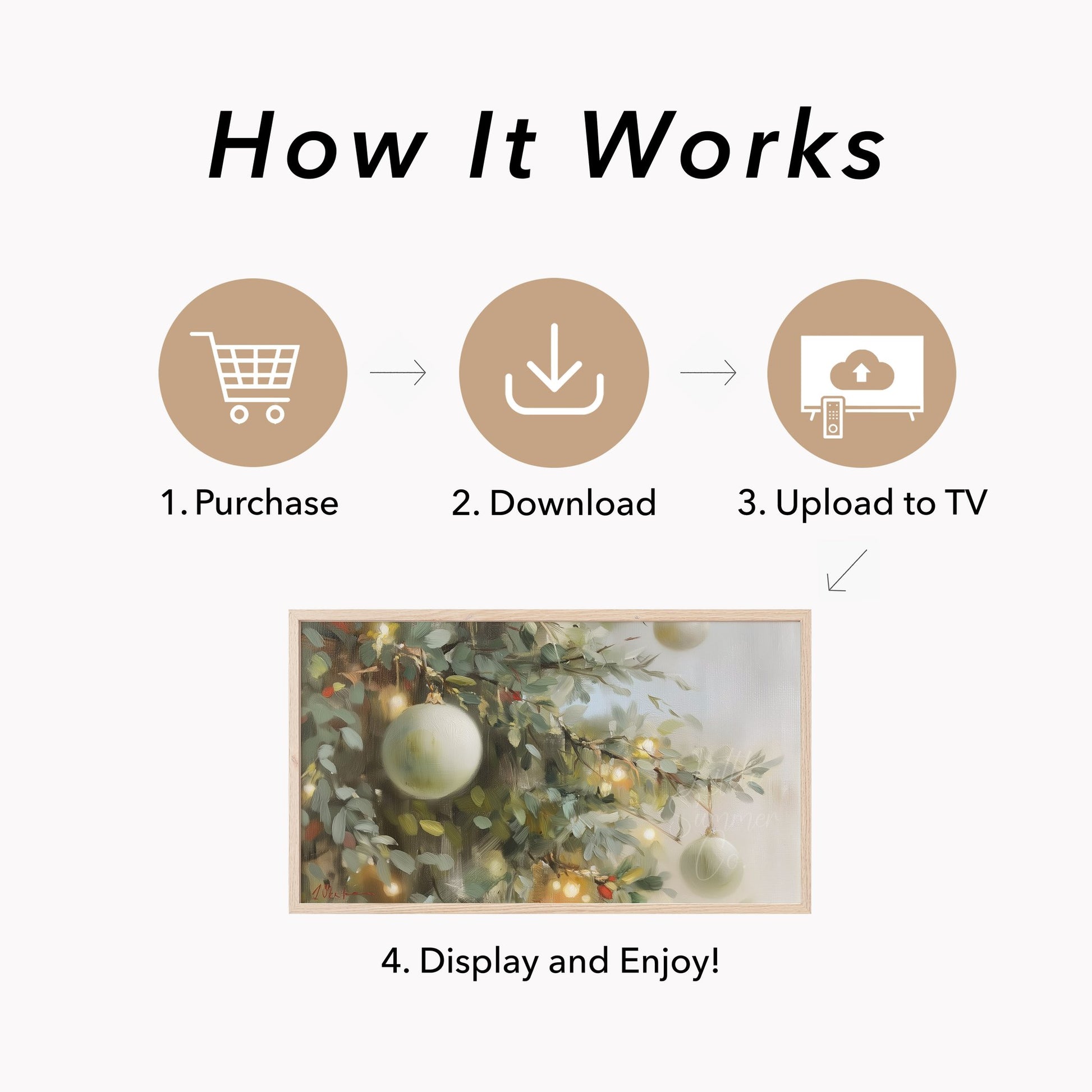 Christmas Ornament Branches Frame TV Art displayed on a TV