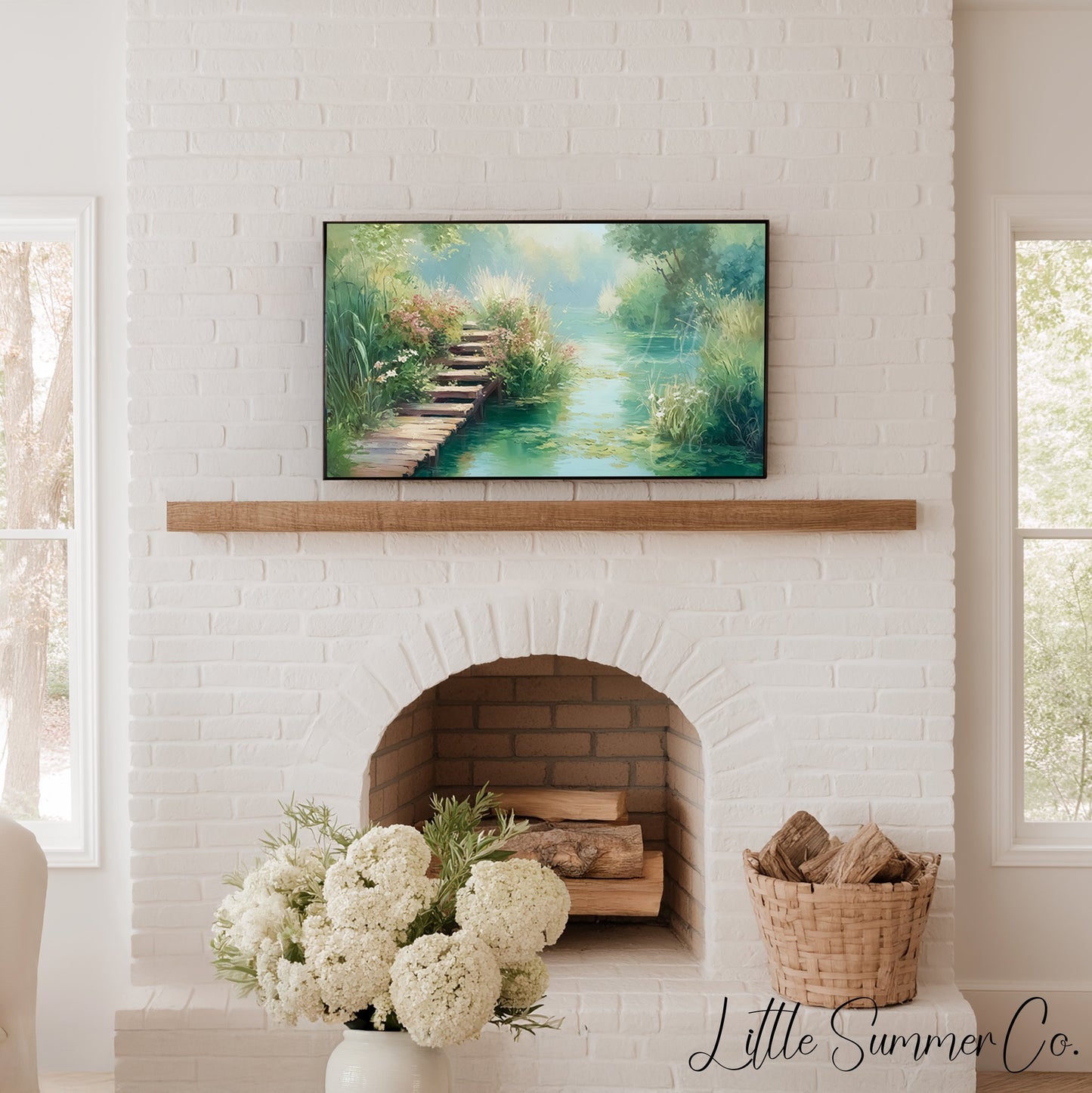 Garden Footbridge Frame TV Art displayed on a TV