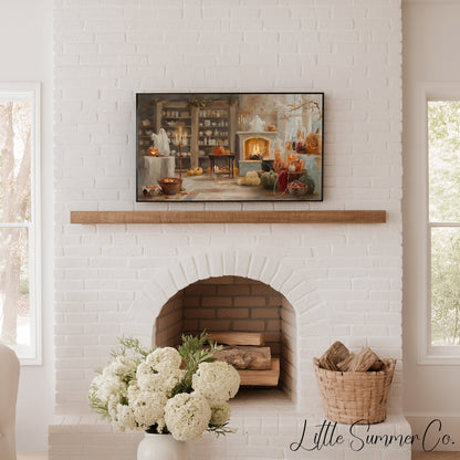 Fireplace Pumpkins Frame TV Art displayed on a TV