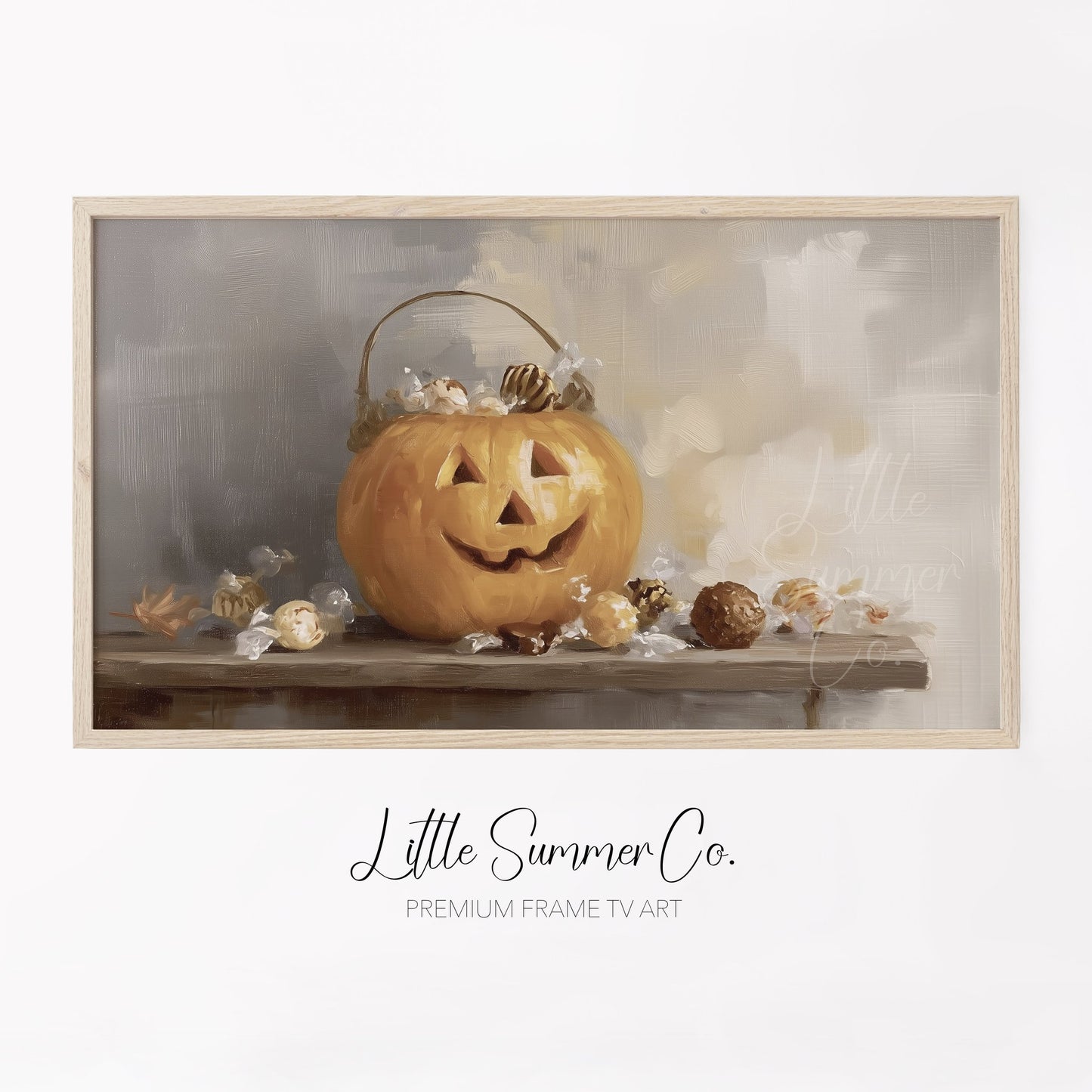 Jack O Lantern Candy Frame TV Art displayed on a TV