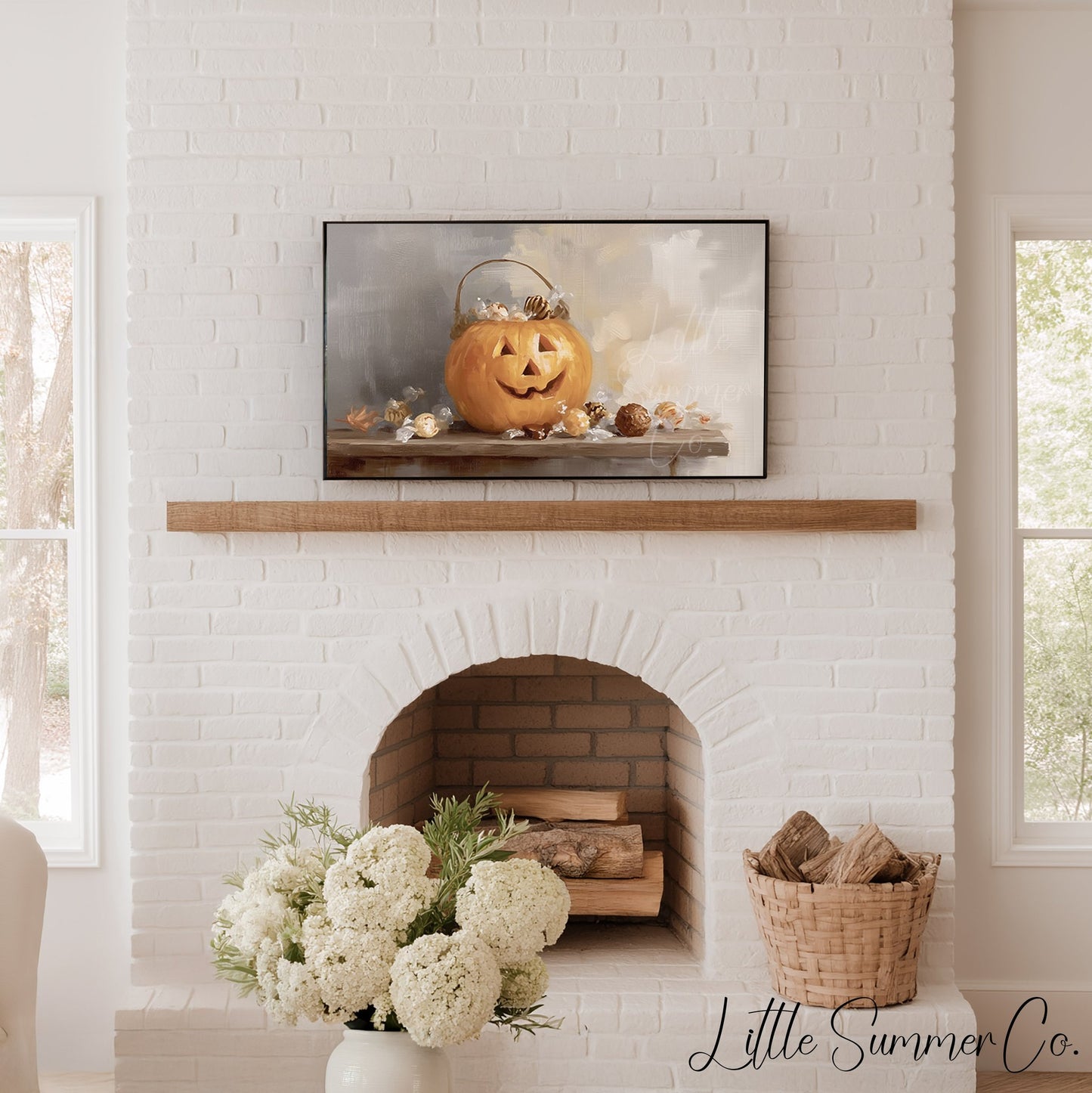 Jack O Lantern Candy Frame TV Art displayed on a TV