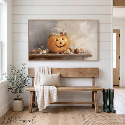 Jack O Lantern Candy Frame TV Art displayed on a TV