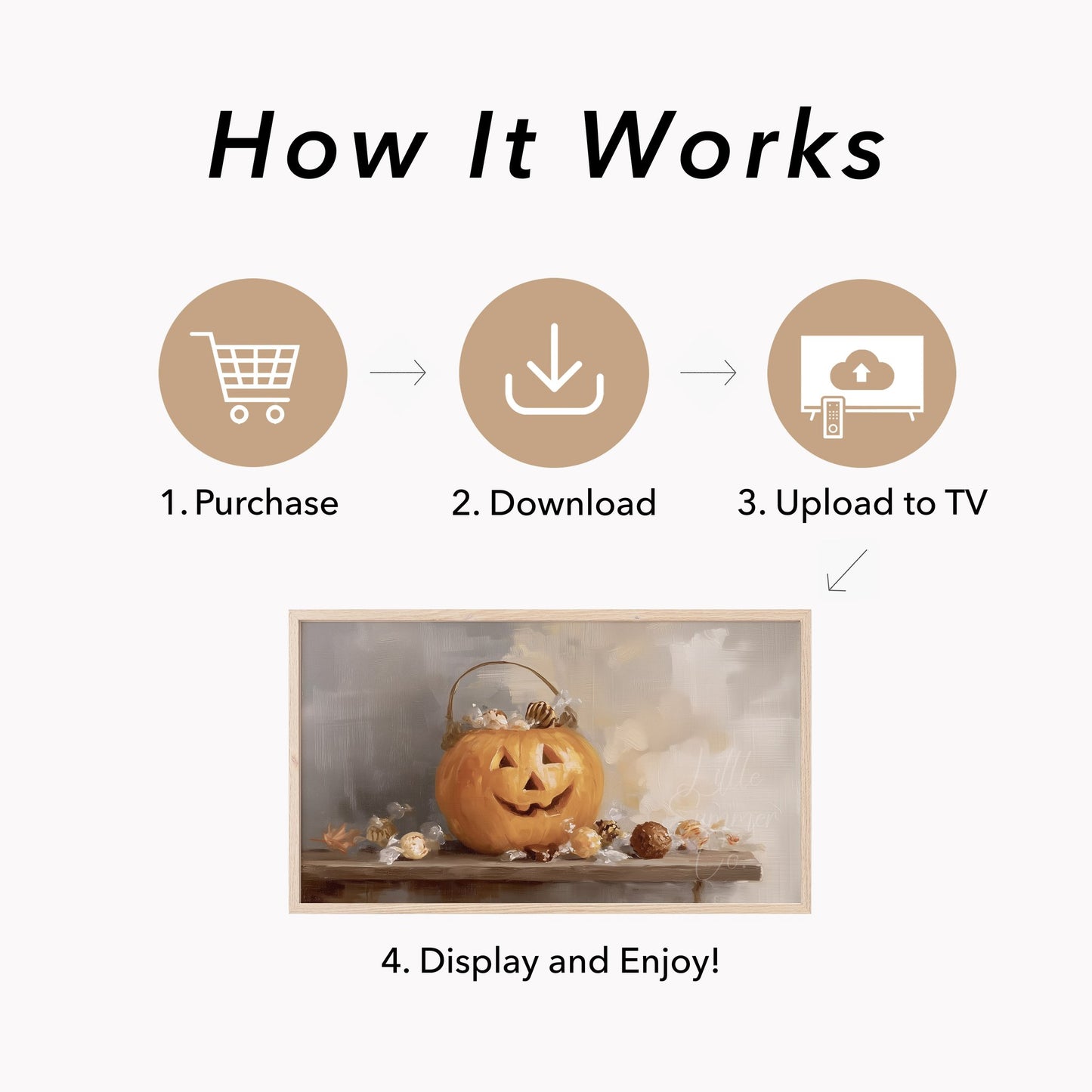 Jack O Lantern Candy Frame TV Art displayed on a TV