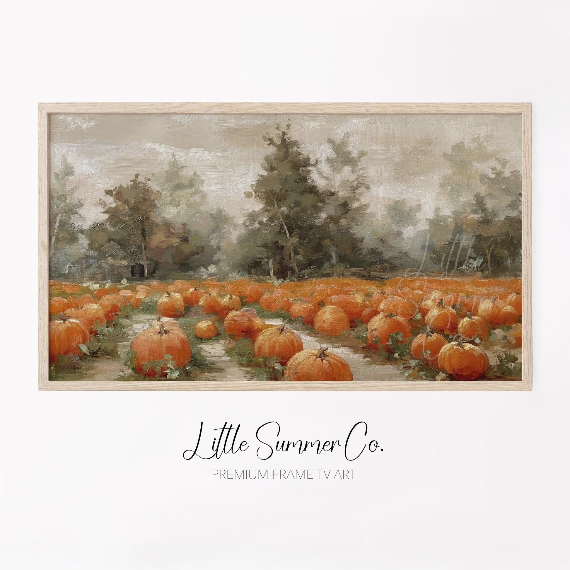 Pumpkin Patch Frame TV Art displayed on a TV