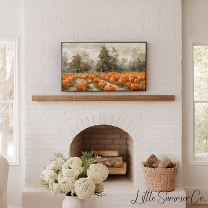 Pumpkin Patch Frame TV Art displayed on a TV