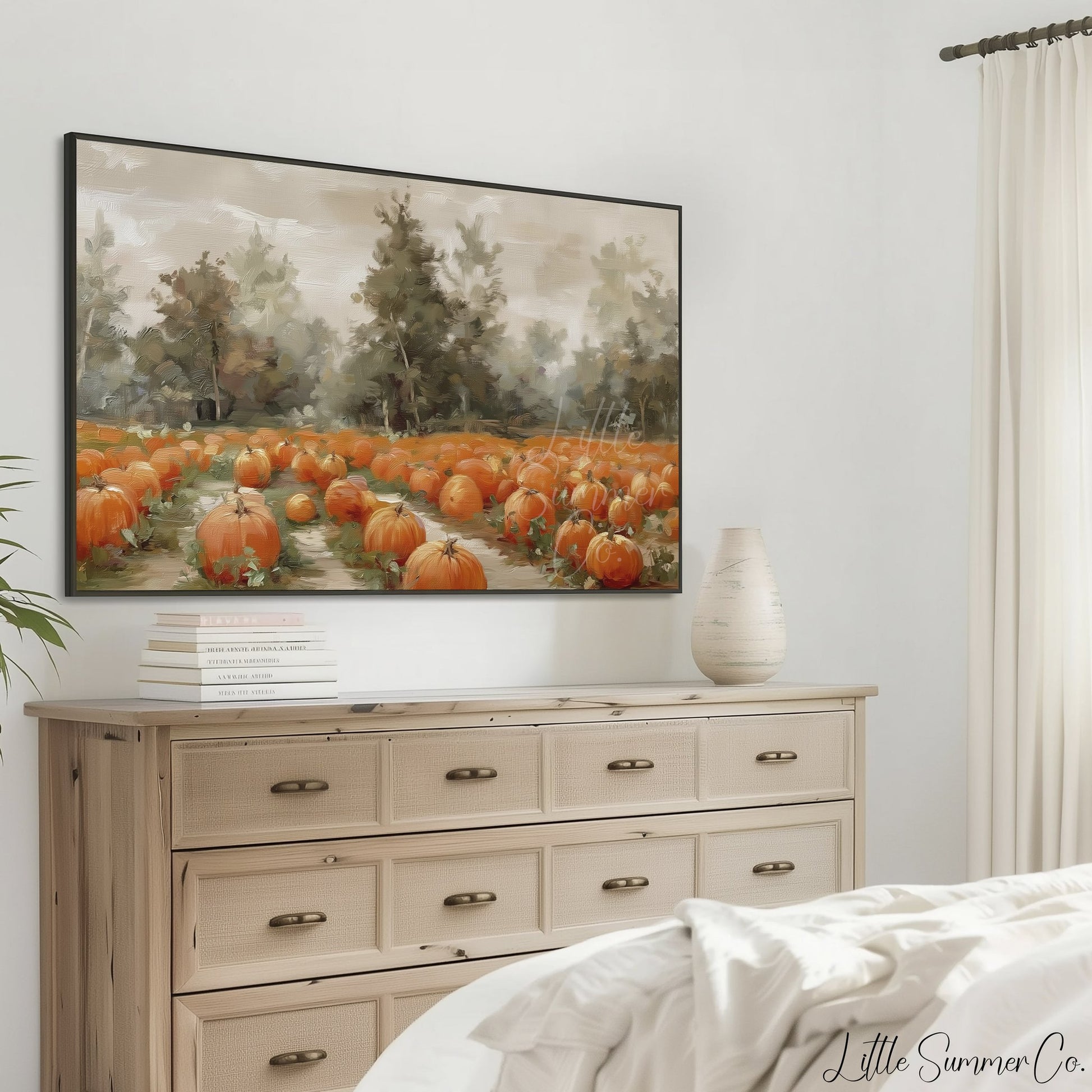Pumpkin Patch Frame TV Art displayed on a TV