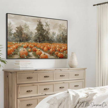 Pumpkin Patch Frame TV Art displayed on a TV