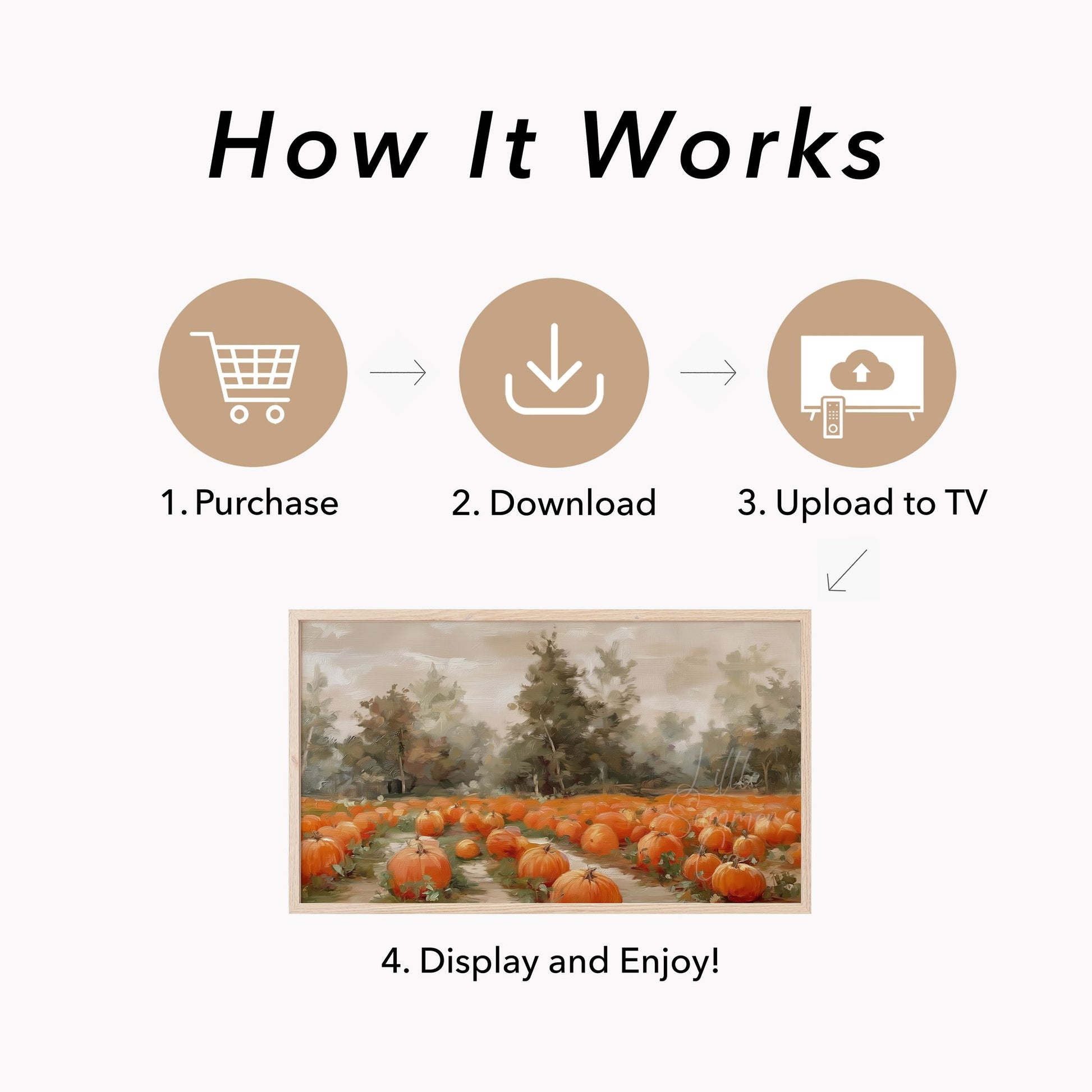Pumpkin Patch Frame TV Art displayed on a TV