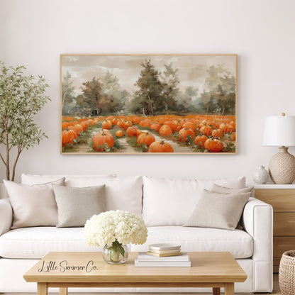 Pumpkin Patch Frame TV Art displayed on a TV