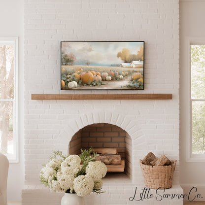 Pumpkin Patch Farmhouse Frame TV Art displayed on a TV