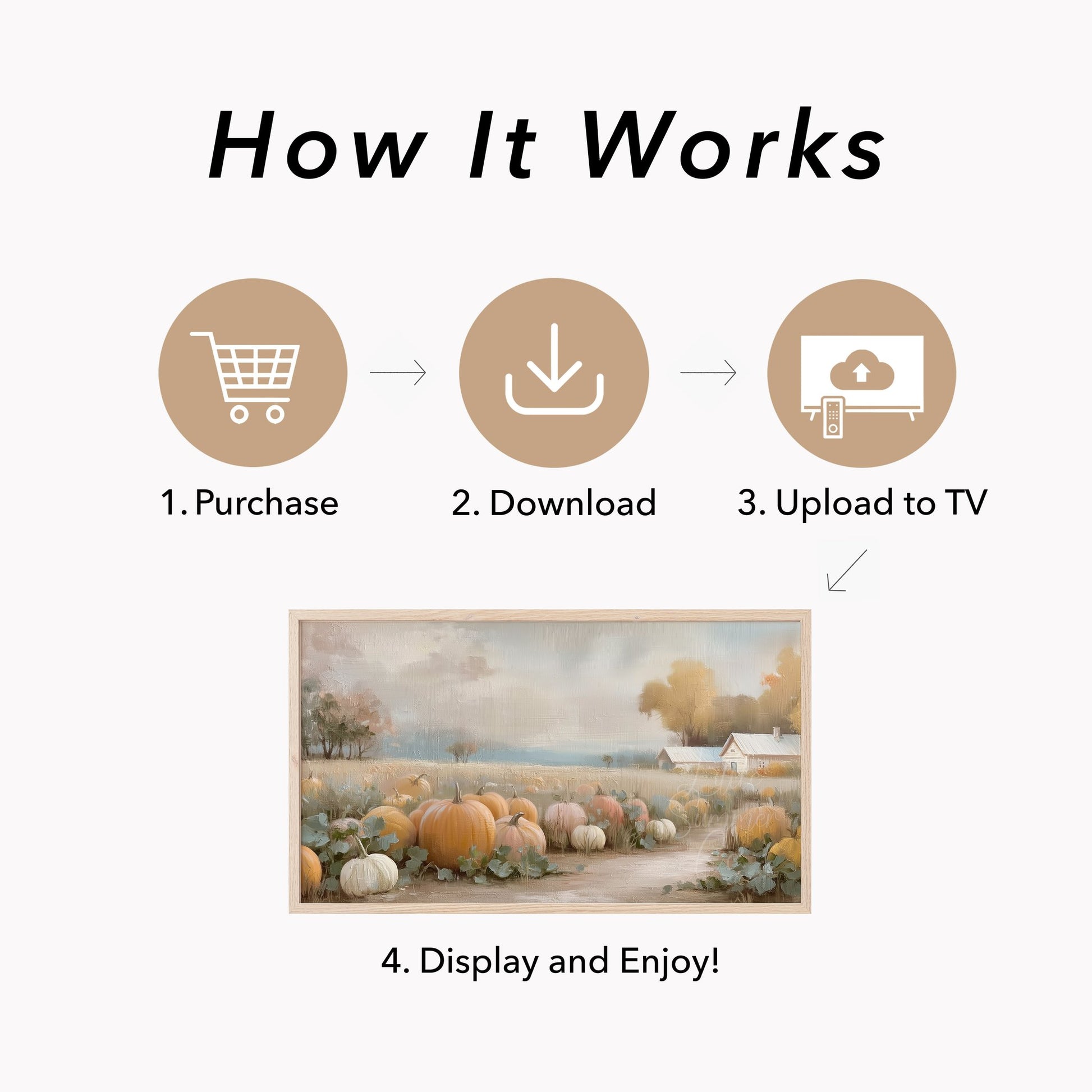 Pumpkin Patch Farmhouse Frame TV Art displayed on a TV